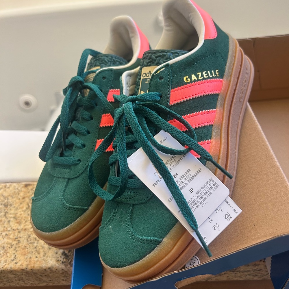 adidas Gazelle Bold J Box Label - Green, Cream, White